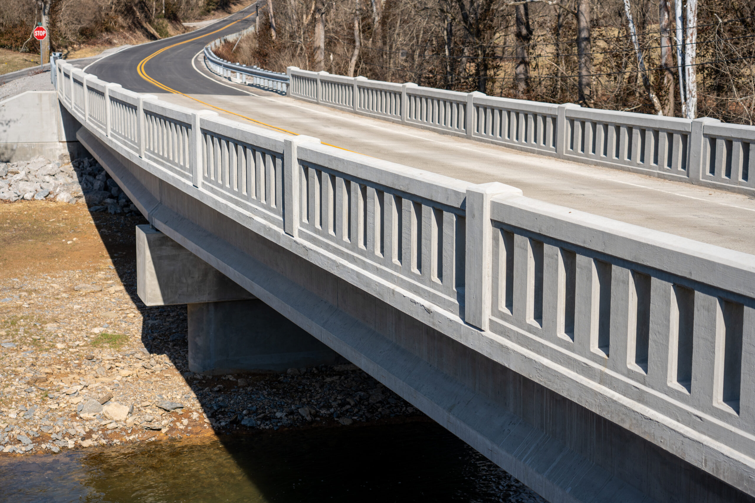 The new Black Bridge features traditional concrete rails.